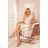 349-1 Wrap dress with frills - peach flowers