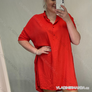 Šaty košilové krátký rukáv nadrozměr dámské oversize (2XL/4XL ONE SIZE) ITALSKá MóDA IM721155/DR