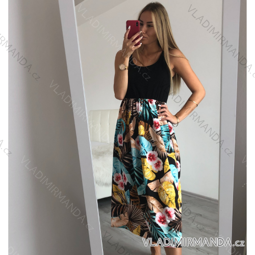 Šaty letní dlouhé na ramínka dámské (S/M ONE SIZE) ITALSKÁ MÓDA IMD22183