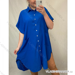 Šaty dlouhé letní košilové krátký rukáv dámské oversize (2XL/4XL ONE SIZE) ITALSKÁ MÓDA IMM2153076MS