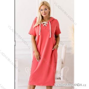 Langes Kurzarm-Kapuzenkleid Damen Übergröße (42-44-46-48-50) POLISH FASHION PMLM21008