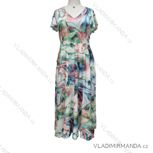 Šaty dlouhé krátký rukáv dámské nadrozměr (XL-3XL) POSLKÁ MÓDA PMLE21006