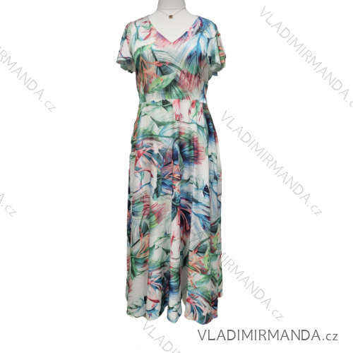 Šaty dlouhé krátký rukáv dámské nadrozměr (XL-3XL) POSLKÁ MÓDA PMLE21006