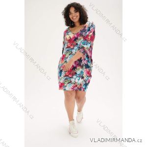 Šaty dlouhé 3/4 krátký rukáv dámské nadrozměr (XL-3XL) POSLKÁ MÓDA PMLE21001