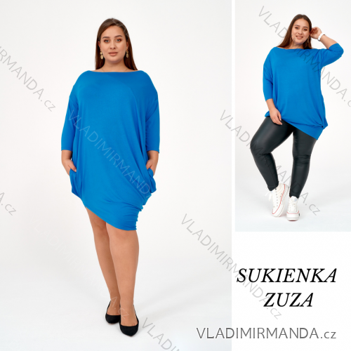Šaty dlouhý rukáv dámské nadrozměr (2XL-3XL) POSLKÁ MÓDA PMLE21021