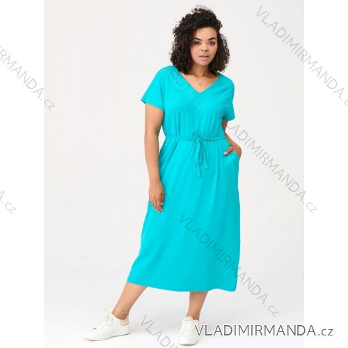 Šaty dlouhé krátký rukáv dámské nadrozměr (2XL-3XL) POSLKÁ MÓDA PMLE21024