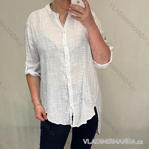 Košile 3/4 dlouhý rukáv dámská (3XL/4XL ONE SIZE) ITALSKá MóDA IM421LINEA