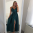 Long summer satin dress with straps women with belt (UNI S / M) ITALIAN FASHION IMM22INFINITE