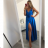Long summer satin dress with straps women with belt (UNI S / M) ITALIAN FASHION IMM22INFINITE