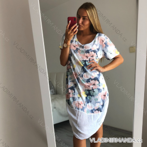 Women's Oversized Short Sleeve Dress (L / 2XL ONE SIZE) ITALIAN FASHION IM421030