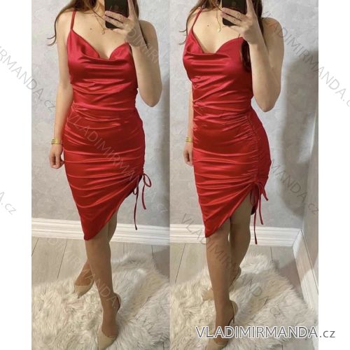 Šaty elegantní na ramínka dámské (S/M ONE SIZE) ITALSKÁ MÓDA IMWG216124