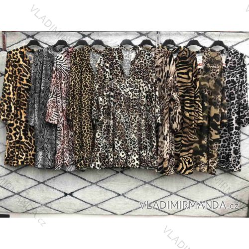 Šaty dlouhý rukáv leopard dámské (S/M ONE SIZE) ITALSKÁ MÓDA IMWD216131