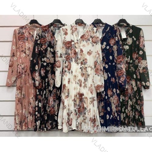 Šaty dlouhé letní dlouhý rukáv dámské (S/M ONE SIZE) ITALSKÁ MÓDA IMWG216132