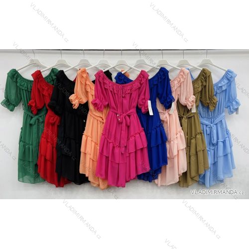 Šaty letní šifonové carmen dámské (S/M ONE SIZE) ITALSKÁ MÓDA IMWC216287