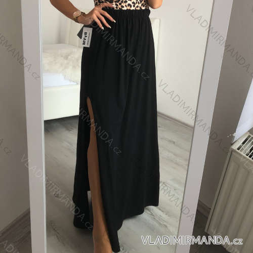 Sukně bavlněná dlouhá s rozparkem dámská (S/M ONE SIZE) ITALSKÁ MÓDA IMWA215740/DR červená