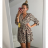 Šaty dlouhé elegantní leopard krátký rukáv dámské (S/M one size) ITALSKÁ MÓDA IMWA21PRATO