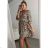 Šaty dlouhé elegantní leopard krátký rukáv dámské (S/M one size) ITALSKÁ MÓDA IMWA21PRATO