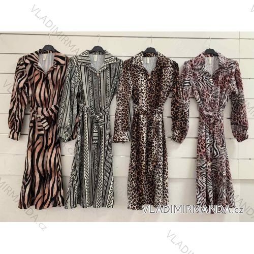 Šaty elegantní košilové dlouhý rukáv dámské (S/M ONE SIZE) ITALSKÁ MÓDA IMWY21771