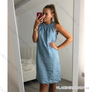 Šaty letní riflové bez rukávů dámské (S/M ONE SIZE) ITALSKÁ MÓDA IMM22320