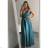 Long summer satin dress with straps women with belt (UNI S / M) ITALIAN FASHION IMM22INFINITE