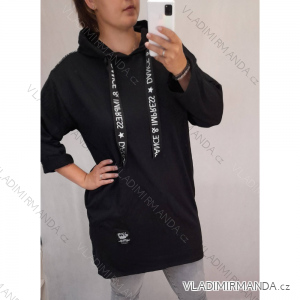 Šaty alá mikina prodloužená 3/4 rukáv oversized dámské (UNI S/XL) ITALSKÁ MÓDA IMM20922NICOLA