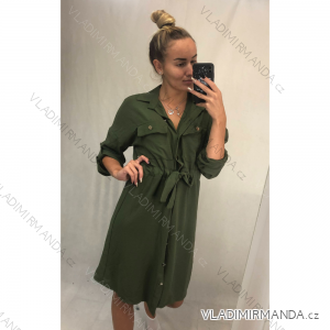 Šaty elegantné dlhé košeľové dlhý rukáv dámske (UNI S / L) TALIANSKÁ MÓDA IMWG21063 / DR