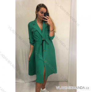 Šaty elegantní košilové 3/4 dlouhý rukáv dámské (UNI S/M) ITALSKÁ MÓDA IMM21903/DR