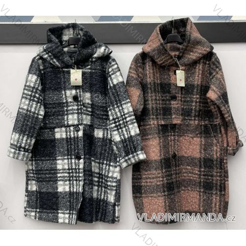 Kabát podzimní s kapucí dlouhý rukáv dámská (S/M ONE SIZE) ITALSKÁ MÓDA IMWB216476