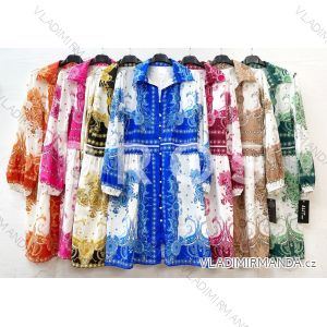Šaty košilové dlouhý rukáv dámské (S/M ONE SIZE) ITALSKÁ MÓDA IMWG216504