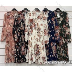 Šaty košilové dlouhý rukáv dámské květované (S/M ONE SIZE) ITALSKÁ MÓDA IMWG216515