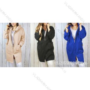 Kabát flaušový s kapucí dámský (M/L ONE SIZE) ITALSKÁ MÓDA IMWA216526