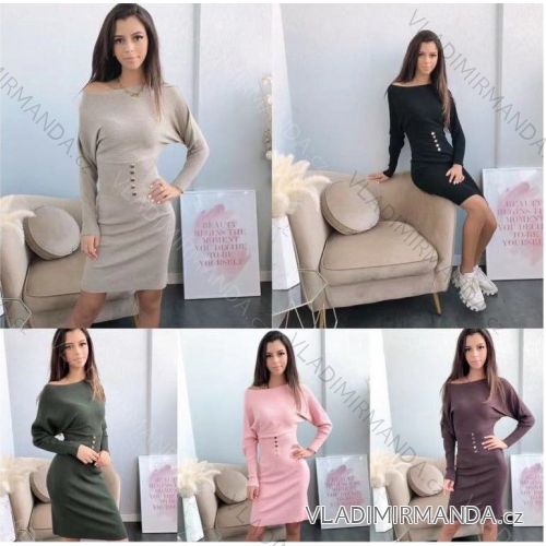 Šaty pletené dlouhý rukáv (S-M, M-L) ITALSKÁ MÓDA IMWA216578