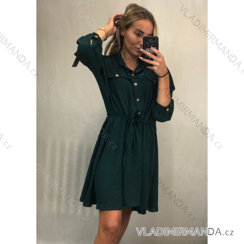 Šaty košilové dlouhý netopýří rukáv dámské (S/M ONE SIZE) ITALSKÁ MÓDA IMWA215885/DR Emerald S / M