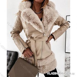 Kabát koženkový dlouhý rukáv dámský (S-XL) ITALSKÁ MÓDA IMWK21FL202003