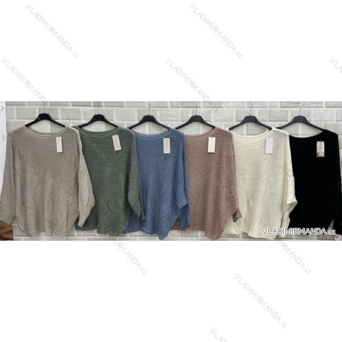Damen Dünner Langarm Strickpullover (L / XL ONE SIZE) ITALIAN FASHION IMWT21267