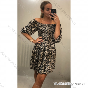 Šaty letní carmen dámské leopard (S/M ONE SIZE) ITALSKÁ MÓDA IMWA216057