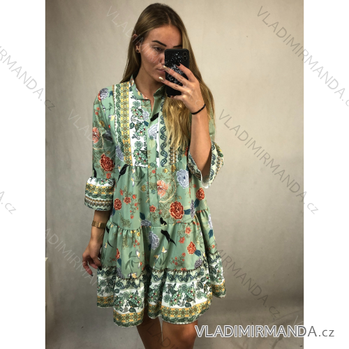 Summer long sleeve flowered women's dress (UNI S / L) ITALIAN FASHION IMK20150