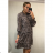 Šaty elegantní dlouhý rukáv dámské leopard(S/M ONE SIZE) ITALSKÁ MÓDA IMWK21300/DR béžová