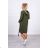 Dress with a hood and a khaki print
