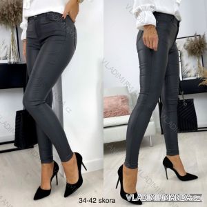 Kalhoty koženkové dlouhé dámské (34-42) JEANS JAW216803