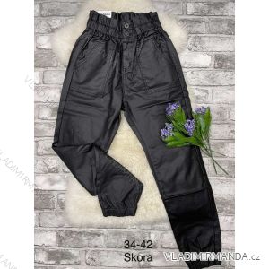 Kalhoty koženkové dlouhé dámské (34-42) JEANS JAW216806