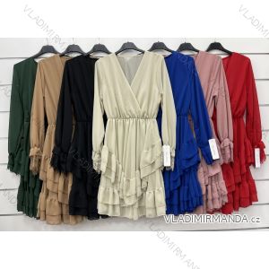 Šaty šifonové dlouhý rukáv dámské (S/M ONE SIZE) ITALSKÁ MÓDA IMWC216729