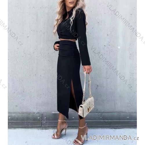 Souprava top dlouhý rukáv a sukně dlouhá dámská (S/M ONE SIZE) ITALSKÁ MÓDA IMWE216797
