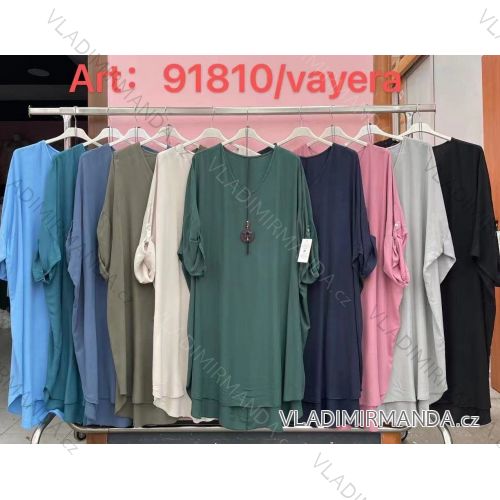 Šaty dlouhý rukáv s příveskem dámské nadrozměr (3XL/4XL ONE SIZE) ITALSKÁ MÓDA IMWQ2115022 3xl / 4xl light pink