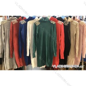 Šaty pletené s rolákom dlhý rukáv dámske (S / M ONE SIZE) TALIANSKÁ MÓDA IMWA216668