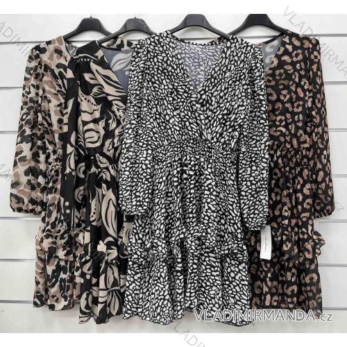 Šaty elegantní dlouhý rukáv dámské (S/M ONE SIZE) ITALSKÁ MÓDA IMWD216628