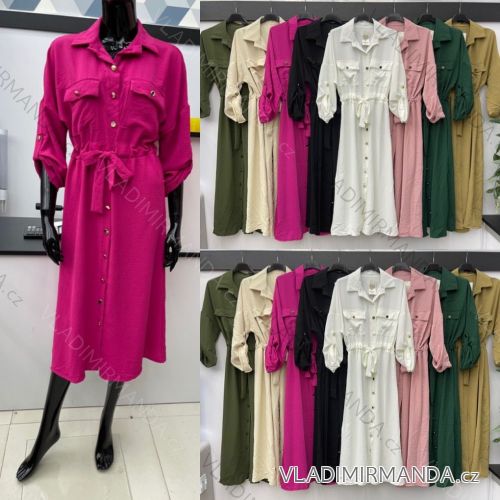 Women's Elegant Long Sleeve Shirt Dress (S / M ONE SIZE) ITALIAN FASHION IMWB216852