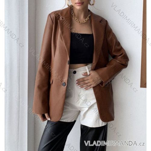 Elegant Leatherette Long Sleeve Jacket Women (S-XL) ITALIAN FASHION IMWG216853