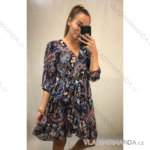 Šaty elegantní šifónové dlouhý rukáv dámské (S/M.ONE SIZE) ITALSKÁ MÓDA IMM211348