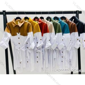 Šaty košilové dlouhý rukáv dámské (S/M ONE SIZE) ITALSKÁ MÓDA IMM211433